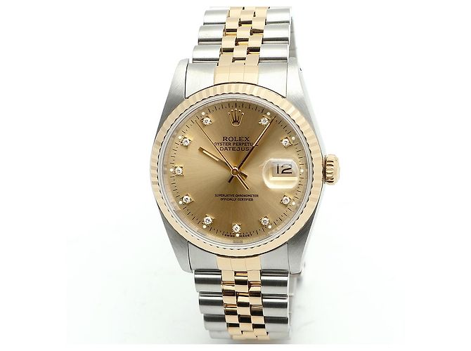 Rolex Relógio Datejust Masculino Combi Champagne Gold Original Diamond Dourado - vista 8