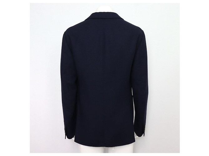 Louis Vuitton Blazer classico in lino blu navy da uomo - vista 4