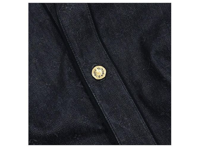 Louis Vuitton Denim-Hemdenjacke für Herren mit schwarzem Prägemuster-Monogramm - Ansicht 6