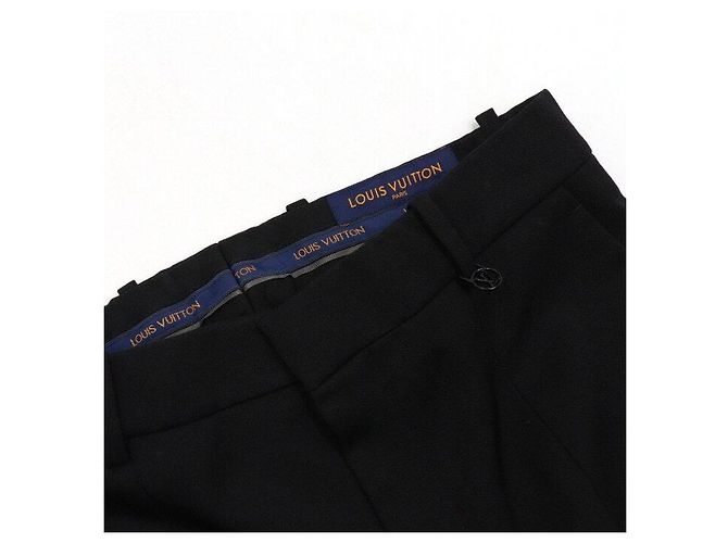 Louis Vuitton Pantaloni da uomo in cotone nero con spacco - vista 5
