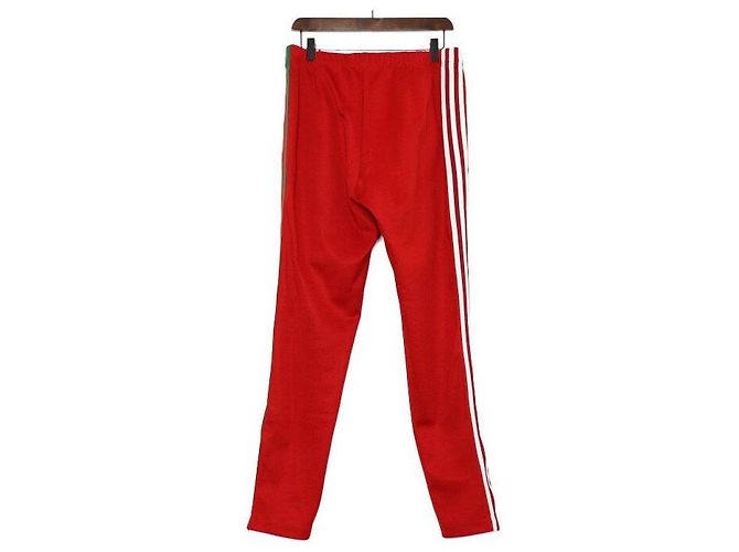 Gucci Pantaloni della tuta da uomo in cotone e poliestere rosso con patch logo - vista 4