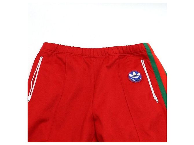 Gucci Pantaloni della tuta da uomo in cotone e poliestere rosso con patch logo - vista 5