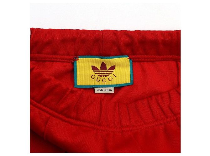 Gucci Pantaloni della tuta da uomo in cotone e poliestere rosso con patch logo - vista 7