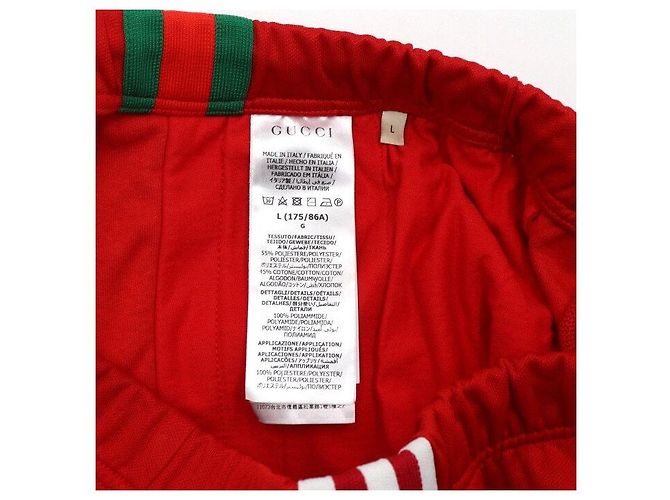 Gucci Pantaloni della tuta da uomo in cotone e poliestere rosso con patch logo - vista 8