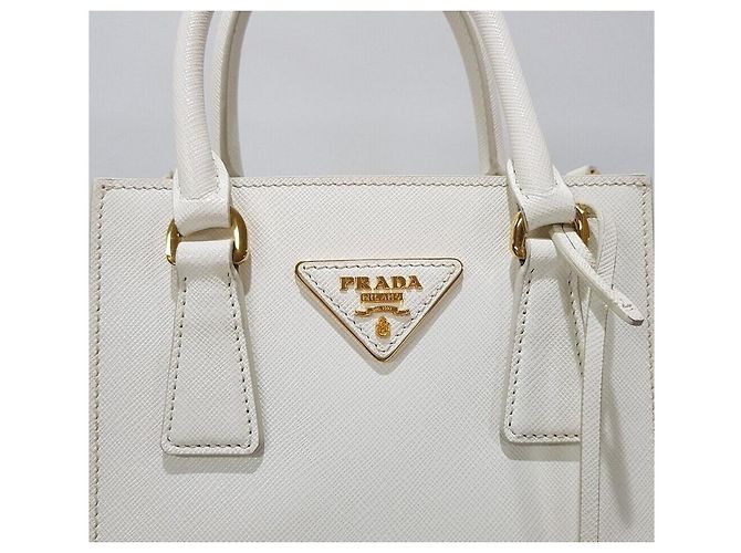 Prada Borsa tote a spalla in pelle Saffiano Bianco - vista 2