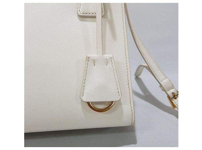 Prada Borsa tote a spalla in pelle Saffiano Bianco - vista 3