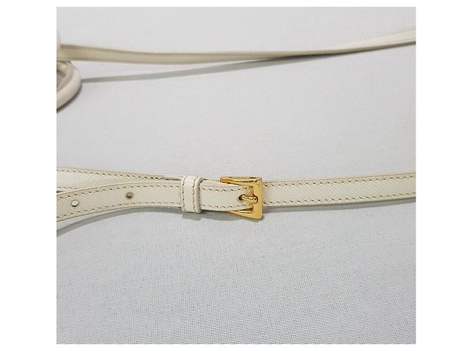 Prada Borsa tote a spalla in pelle Saffiano Bianco - vista 7