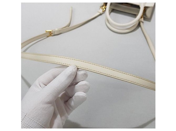 Prada Borsa tote a spalla in pelle Saffiano Bianco - vista 8