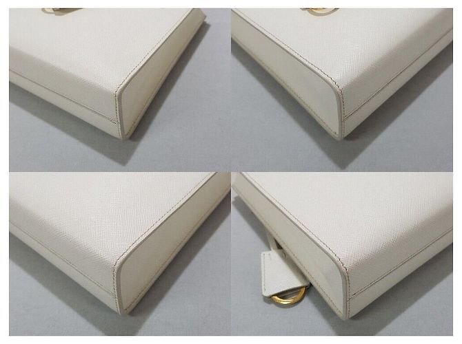 Prada Borsa tote a spalla in pelle Saffiano Bianco - vista 9