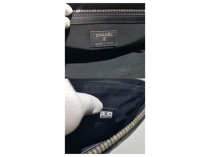 Chanel Clutch Black Caviar con logo CC Nero - vista 9