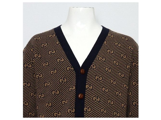 Gucci GG-Streifen-Wollcardigan Schwarz - Ansicht 2