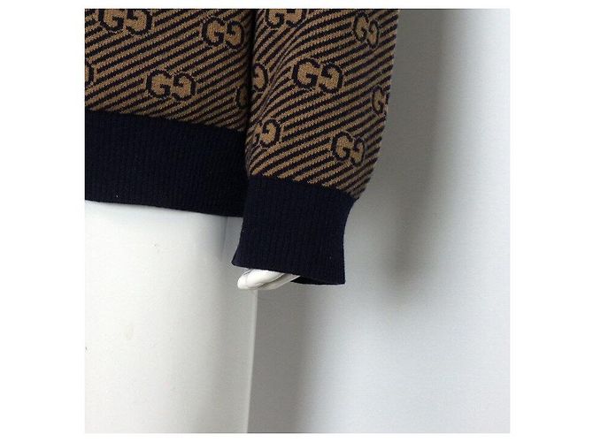 Gucci GG-Streifen-Wollcardigan Schwarz - Ansicht 3