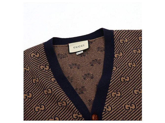 Gucci GG-Streifen-Wollcardigan Schwarz - Ansicht 5