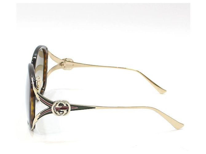 Gucci Gafas de sol oversize con estampado de leopardo Castaño - vista 3