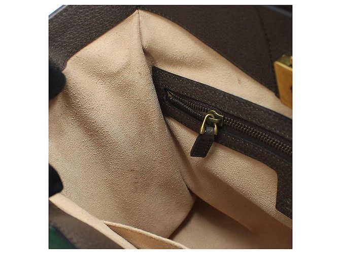Gucci Borsa a mano e a spalla in pelle marrone con totem a farfalla di cristallo - vista 12