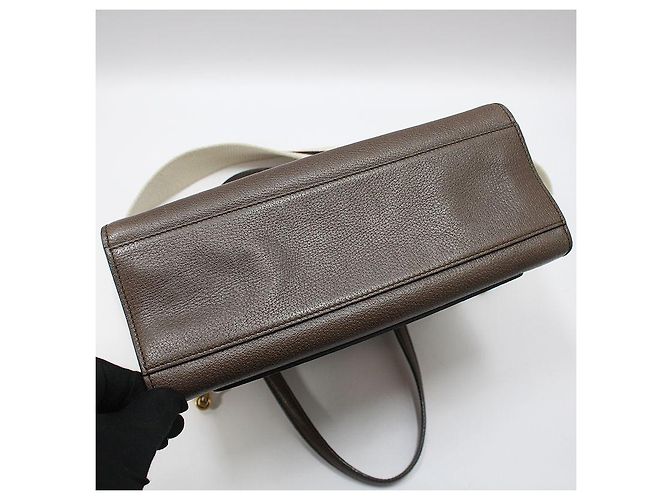 Gucci Borsa a mano e a spalla in pelle marrone con totem a farfalla di cristallo - vista 5