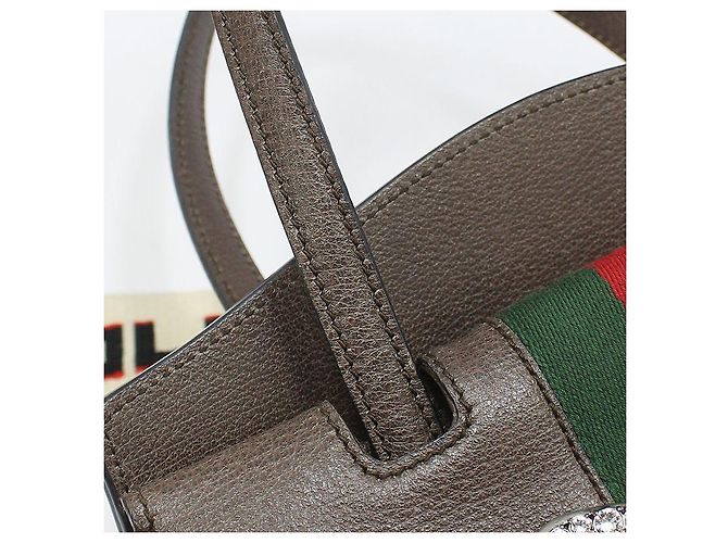 Gucci Borsa a mano e a spalla in pelle marrone con totem a farfalla di cristallo - vista 9
