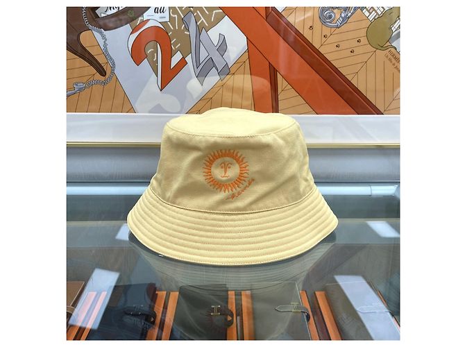 Hermès Cappello Bucket in Cotone Sunshine Giallo - vista 2