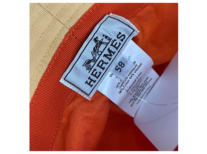 Hermès Cappello Bucket in Cotone Sunshine Giallo - vista 4