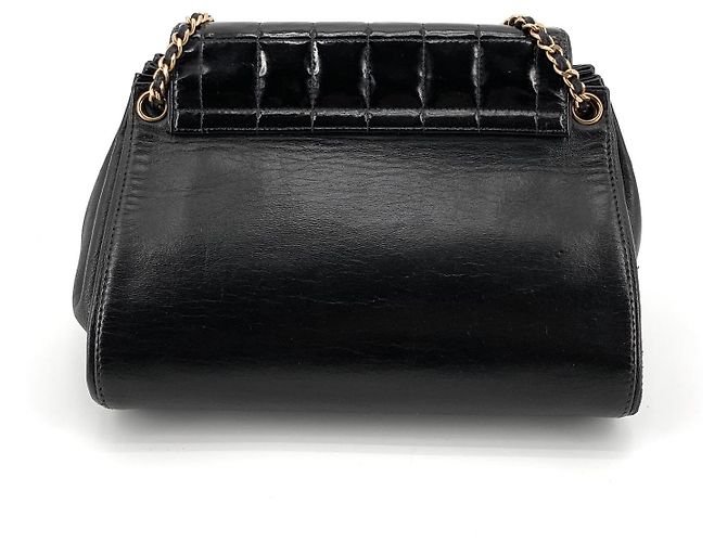 Chanel Borsa a tracolla a fisarmonica in agnello laccato cioccolato Nero - vista 5