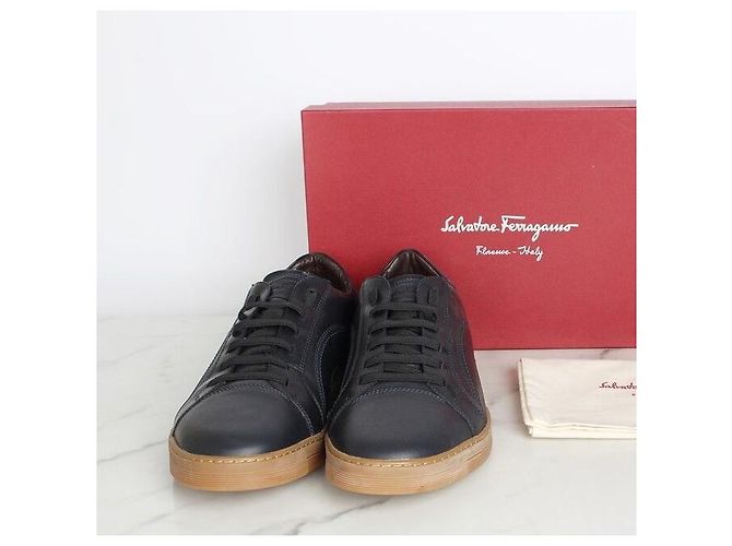 Salvatore Ferragamo Sneakers in pelle Gancini Nero - vista 2