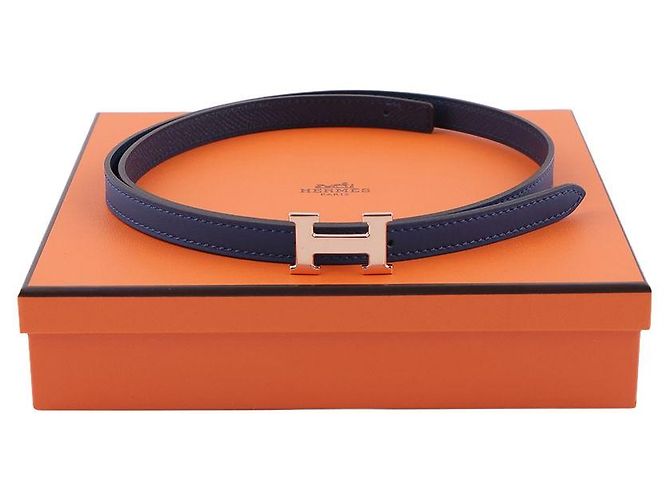 Hermès Mini hebilla de cinturón, correa de cuero reversible de doble cara Azul - vista 10