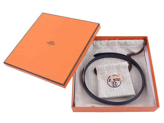 Hermès Mini hebilla de cinturón, correa de cuero reversible de doble cara Azul - vista 2