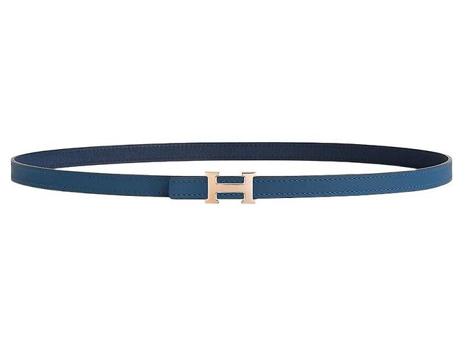 Hermès Mini hebilla de cinturón, correa de cuero reversible de doble cara Azul - vista 4