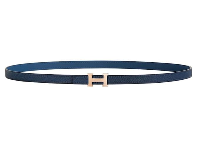 Hermès Mini hebilla de cinturón, correa de cuero reversible de doble cara Azul - vista 5
