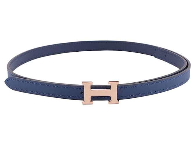 Hermès Mini hebilla de cinturón, correa de cuero reversible de doble cara Azul - vista 6