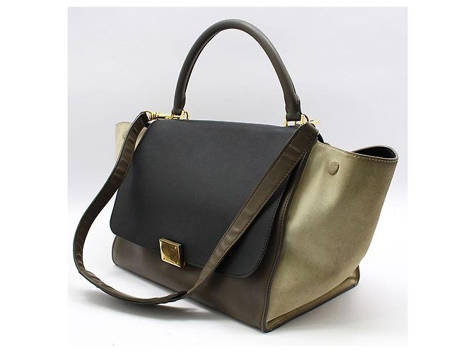 Céline Trapeze Schultertasche mit Goldakzenten Braun - Ansicht 2
