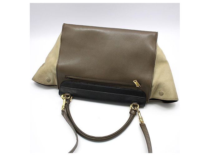 Céline Trapeze Schultertasche mit Goldakzenten Braun - Ansicht 3