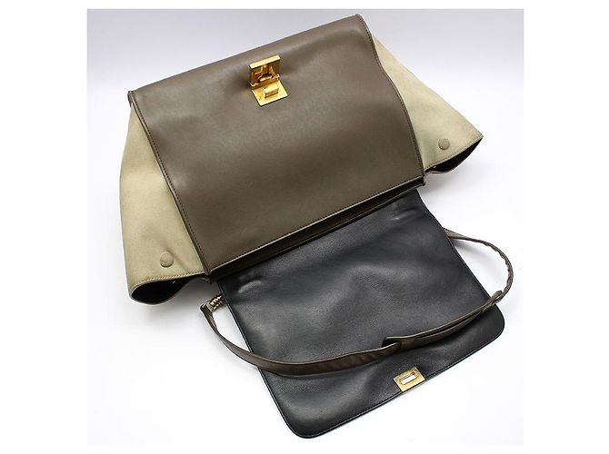 Céline Trapeze Schultertasche mit Goldakzenten Braun - Ansicht 5