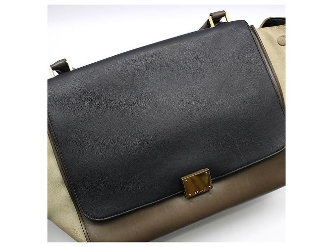 Céline Trapeze Schultertasche mit Goldakzenten Braun - Ansicht 6