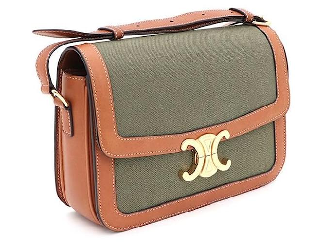 Céline Borsa a tracolla e a spalla in tessuto Triomphe Medium Marrone - vista 2
