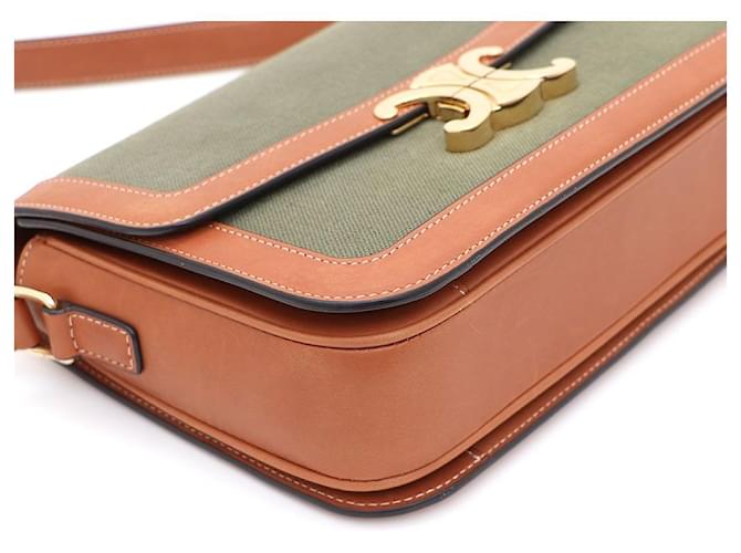 Céline Borsa a tracolla e a spalla in tessuto Triomphe Medium Marrone - vista 4