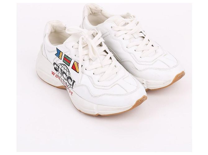 Gucci Sneakers Worldwide Patch Rhyton Bianco - vista 4