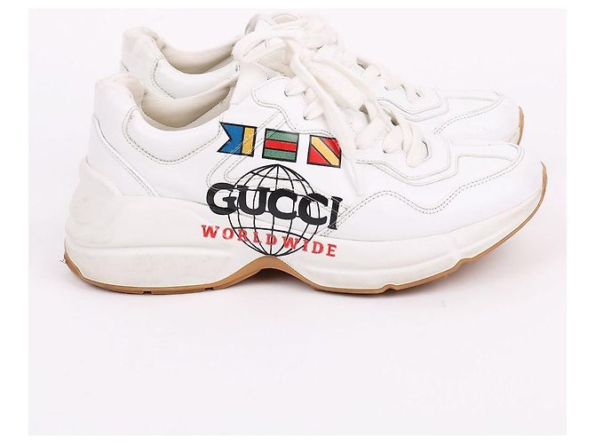 Gucci Sneakers Worldwide Patch Rhyton Bianco - vista 7