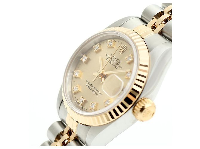 Rolex Datejust Combi Damen Uhr Original Ten Point Diamond Golden - Ansicht 10