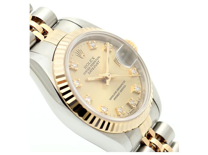 Rolex Datejust Combi Damen Uhr Original Ten Point Diamond Golden - Ansicht 11