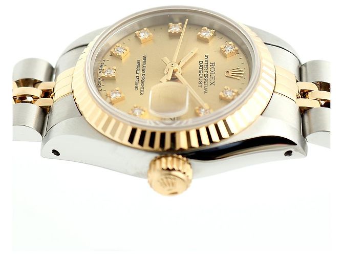 Rolex Datejust Combi Damen Uhr Original Ten Point Diamond Golden - Ansicht 12