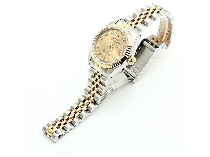 Rolex Datejust Combi Damen Uhr Original Ten Point Diamond Golden - Ansicht 14