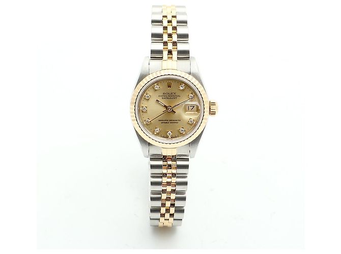 Rolex Datejust Combi Damen Uhr Original Ten Point Diamond Golden - Ansicht 16