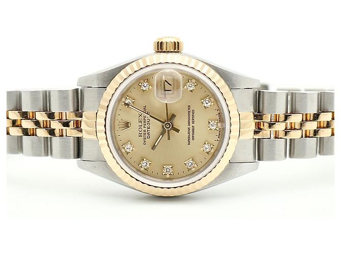 Rolex Datejust Combi Damen Uhr Original Ten Point Diamond Golden - Ansicht 18