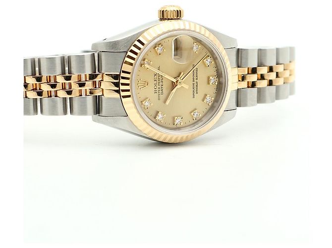 Rolex Datejust Combi Damen Uhr Original Ten Point Diamond Golden - Ansicht 19