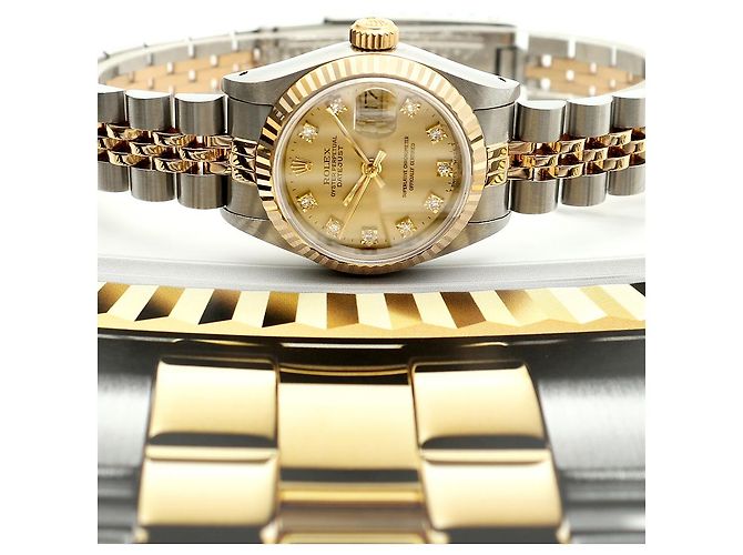 Rolex Datejust Combi Damen Uhr Original Ten Point Diamond Golden - Ansicht 2