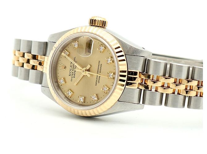 Rolex Datejust Combi Damen Uhr Original Ten Point Diamond Golden - Ansicht 20