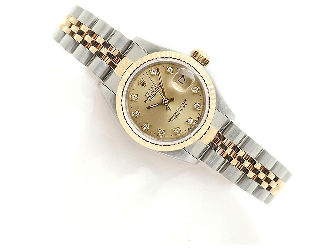 Rolex Datejust Combi Damen Uhr Original Ten Point Diamond Golden - Ansicht 21