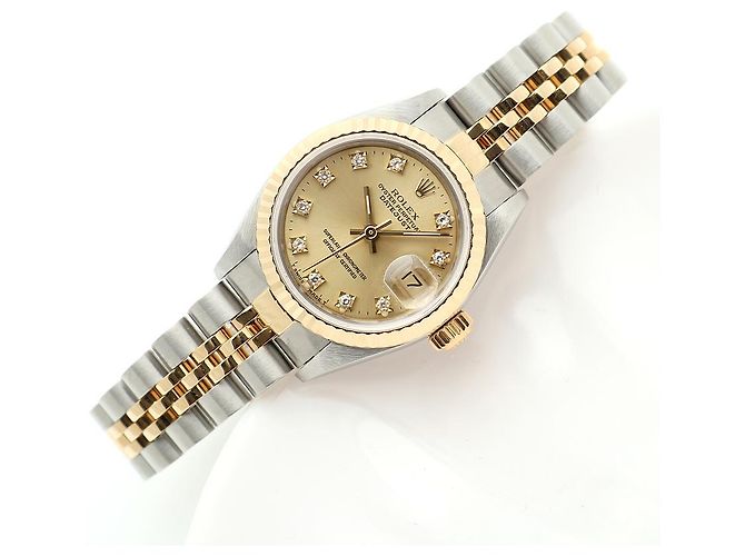 Rolex Datejust Combi Damen Uhr Original Ten Point Diamond Golden - Ansicht 22