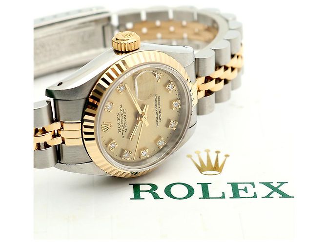 Rolex Datejust Combi Damen Uhr Original Ten Point Diamond Golden - Ansicht 23